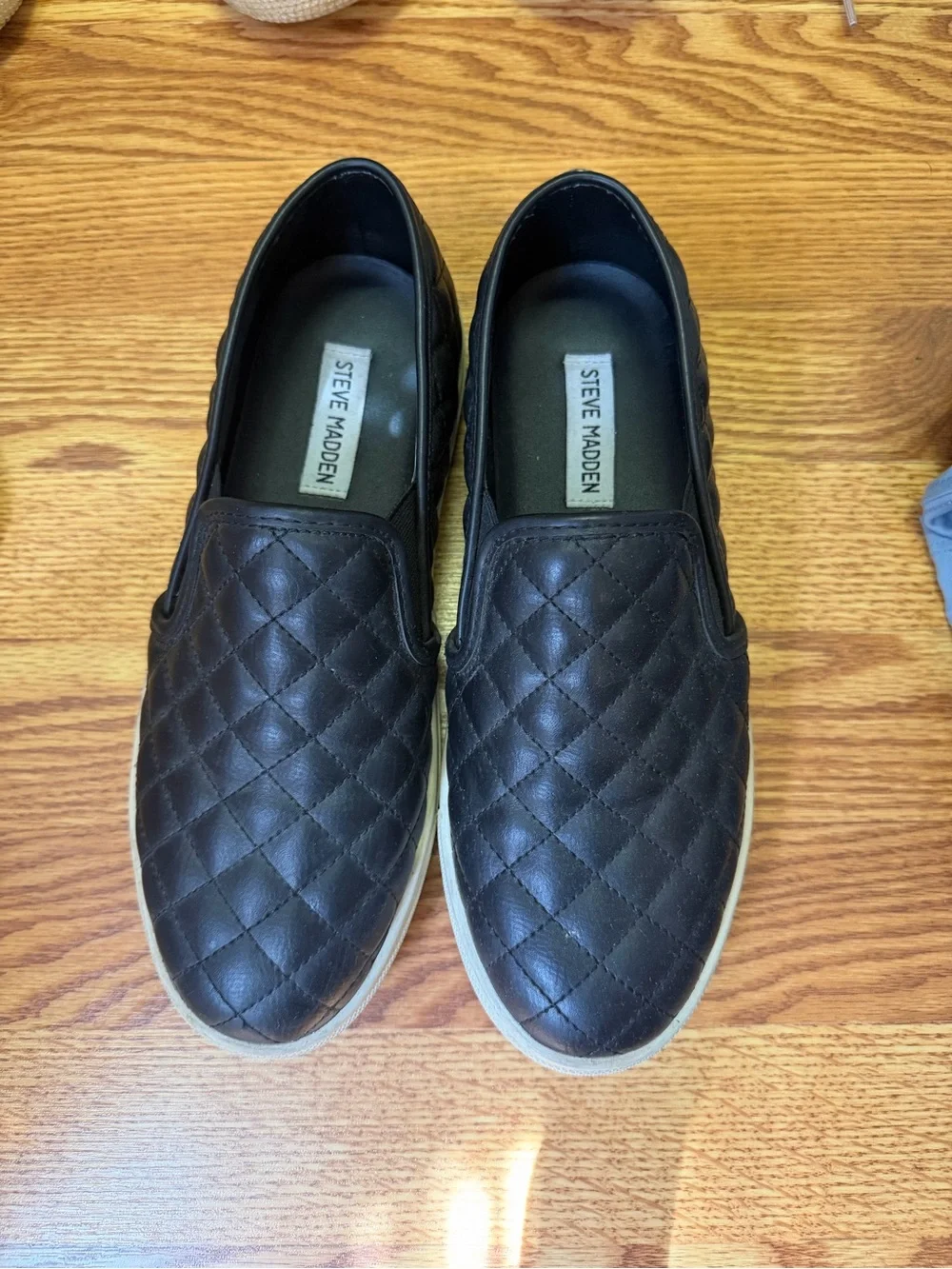 Steve Madden Black Quilted Slip-On Loafers